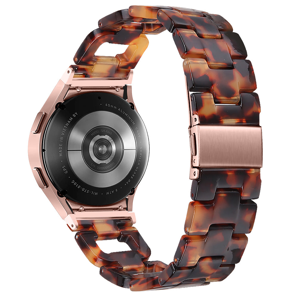 For Samsung Galaxy Watch4 Active 40mm / Active 44mm / Classic 42mm / Classic 46mm Resin D-Shape Watch Strap - Tortoiseshell For Samsung Galaxy Watch4 Active 40mm / Active 44mm / Classic 42mm / Classic 46mm Resin D-Shape Watch Strap - Tortoiseshell